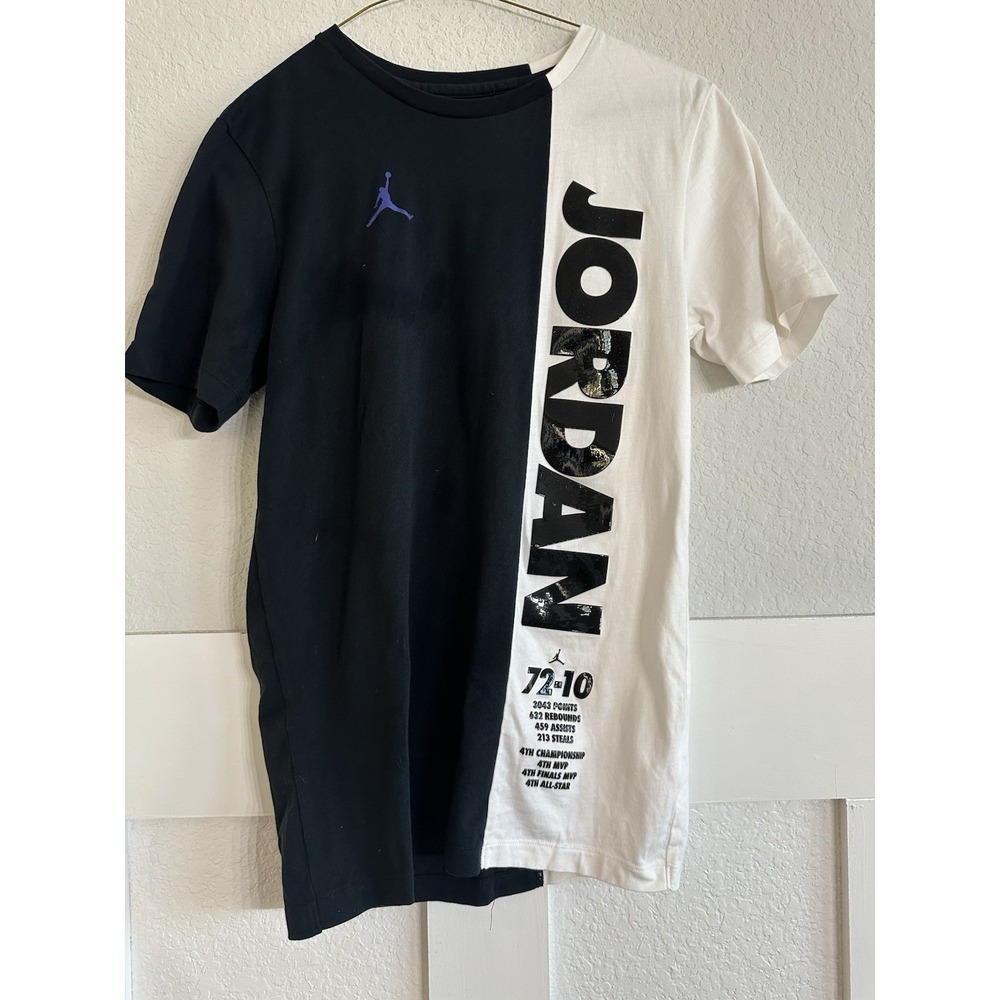Air Jordan Tee Shirt Mens S Black White Split 72-10 Concord AJ11 Vinyl Letters